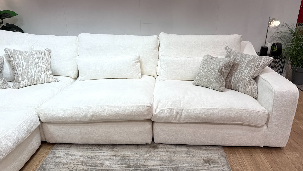 Sofology Bellagio Fabric 3 Corner 3 Reversible Feather Flex Seats in Chunky Luxe Chenille Snow Mix