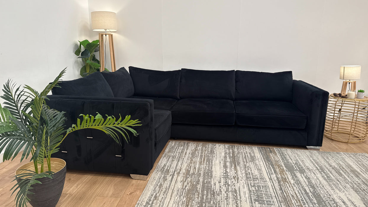 Sofology The Titan 1 Corner 2 Fabric Sofa in Festival Black/Bronze Mix