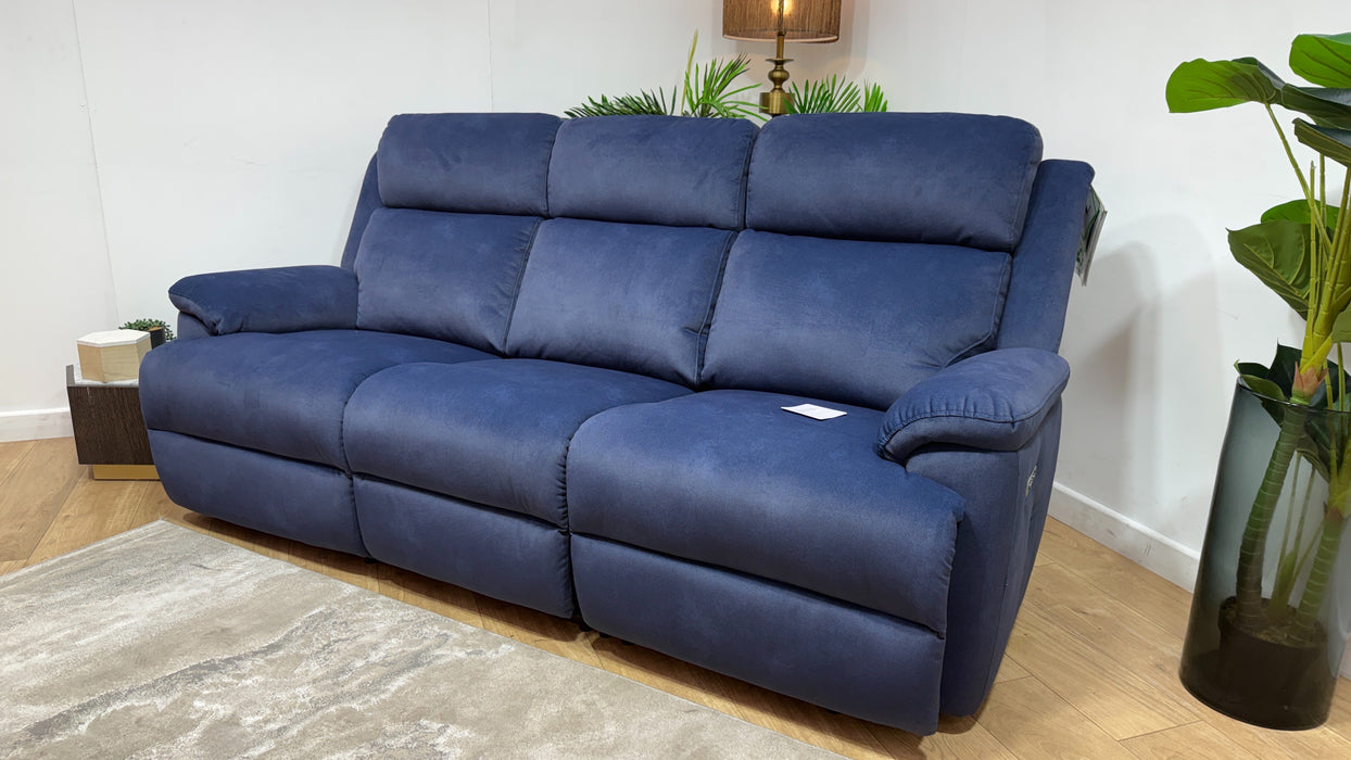 Sofology Gracie Fabric 3 Seater Power Recliner/Headrest in Lifestyle Flecked Navy