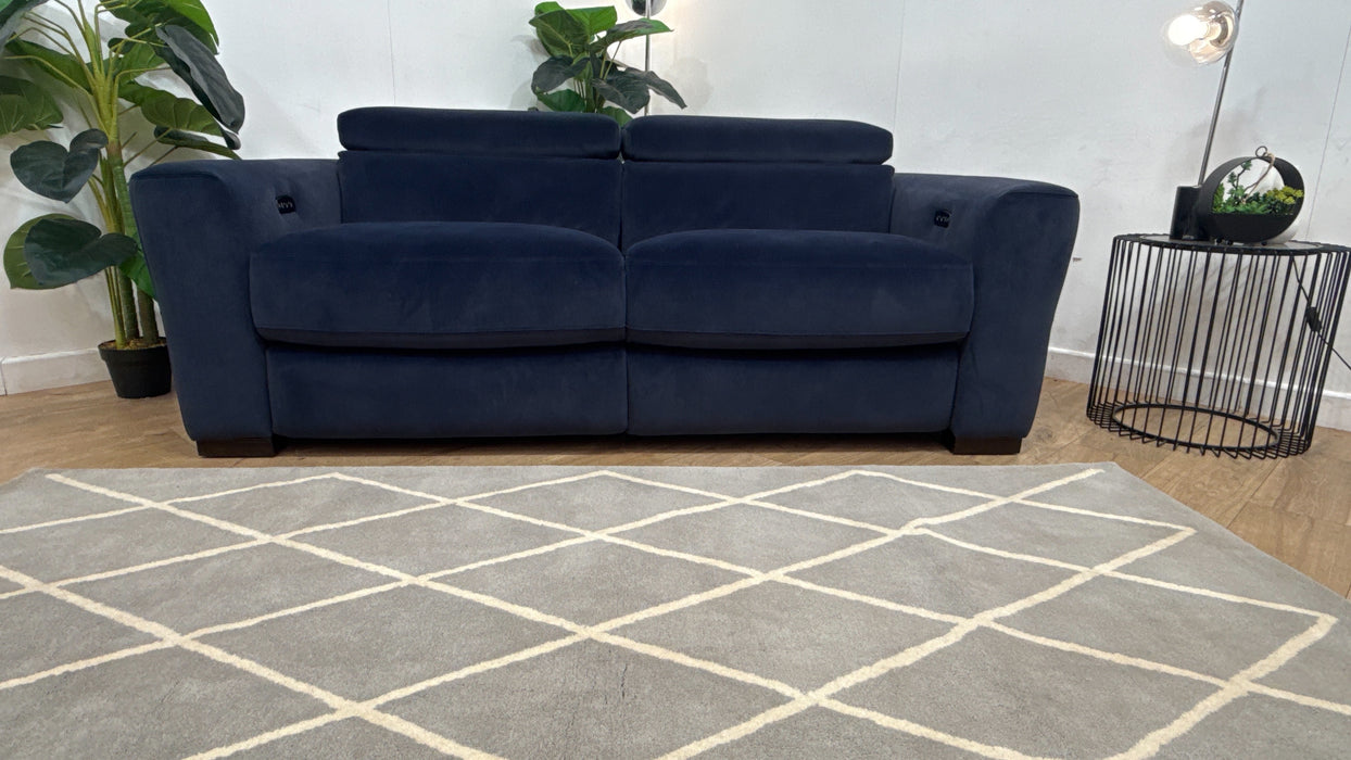 Sofology Metropolitan Fabric 3 Seater Power Recliner in Lifestyle Mottled Navy Blue