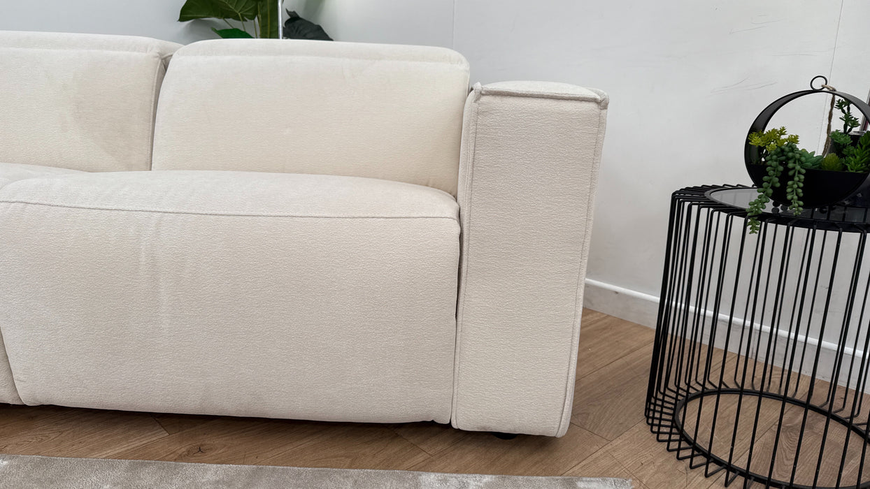 Sofology The Horizon Fabric 2.5 Seater Power Recliner/Headrest in Textured Chenille Oyster