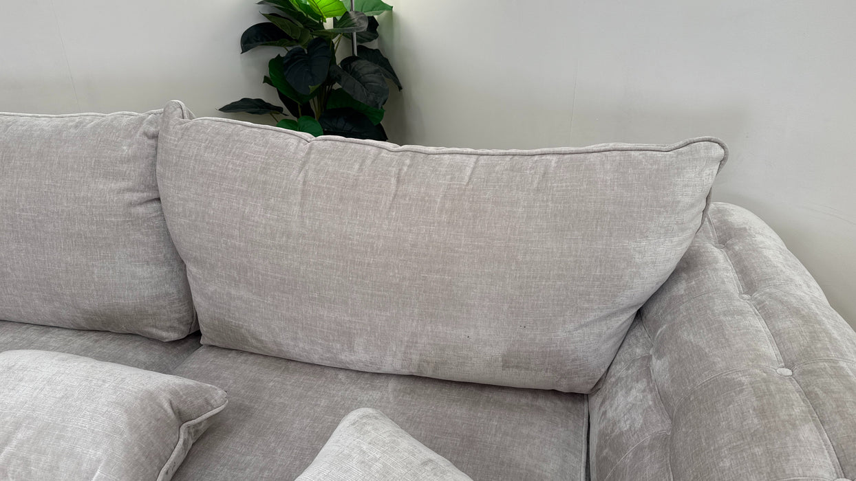 Sofology Highgrove Fabric 4 Seater Split Full Back Feather Flex in Luxe Chenille Oyster