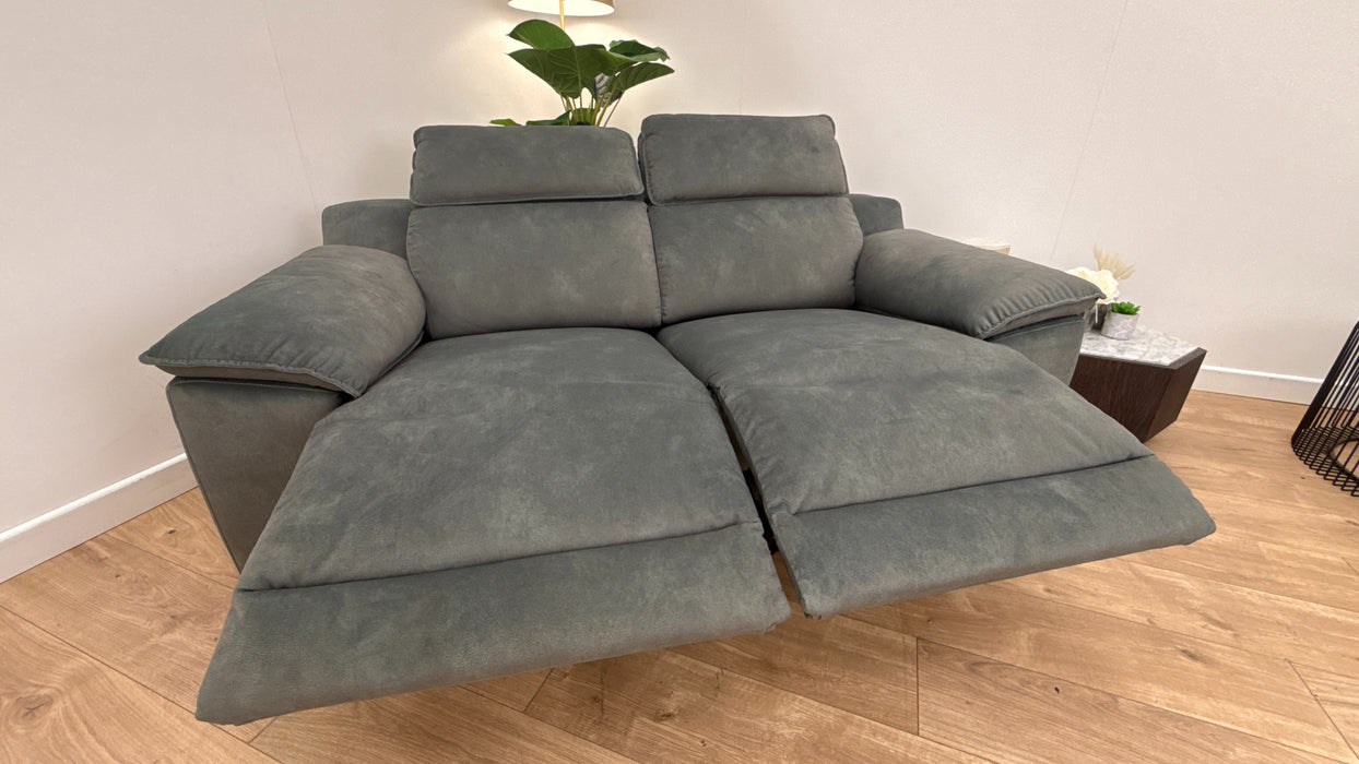 Sofology Benz Fabric 2 Seater Power Headrest/Recliner in Lifestyle Flecked Ivy Green