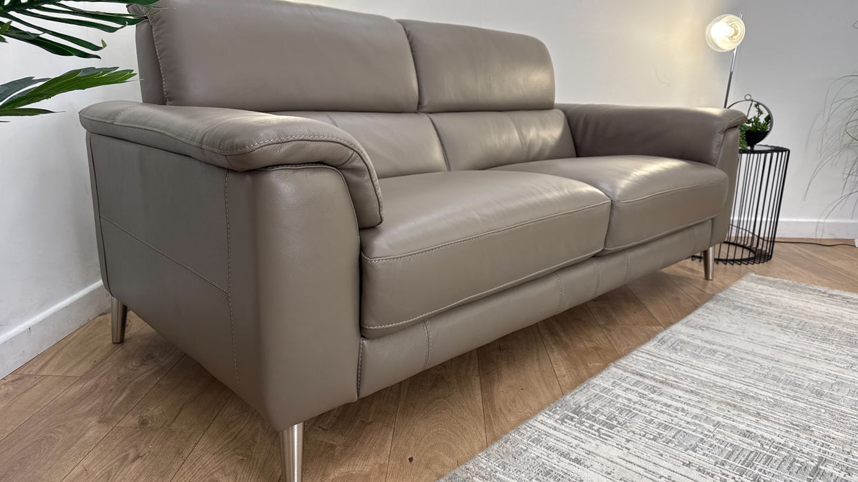 Sofology Illinois Leather 3 Seater in Trusty Soft Sheen Taupe