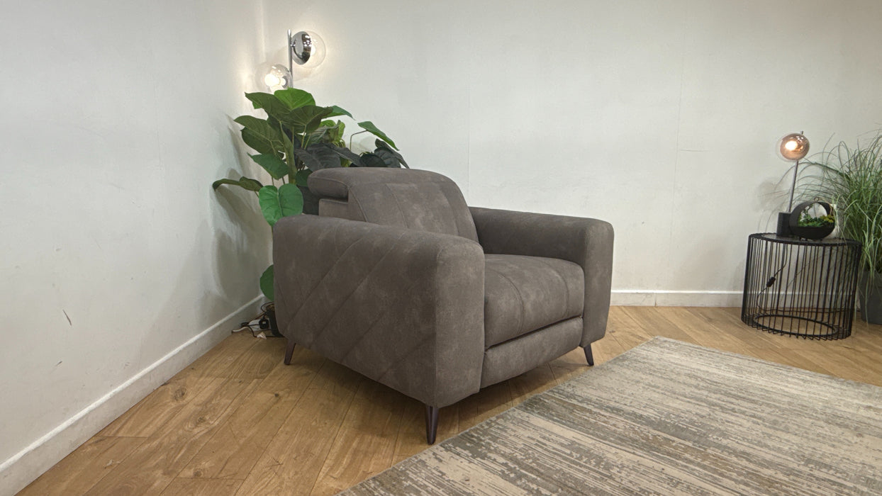 Sofology Allure Fabric Chair Power Recliner/Headrest Speakers in Lifestyle Flecked Mocha