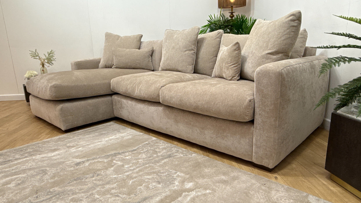 Sofology Moderna Fabric Chaise 4 Seater Extra Flex in Lifestyle Plush Chenille Wicker