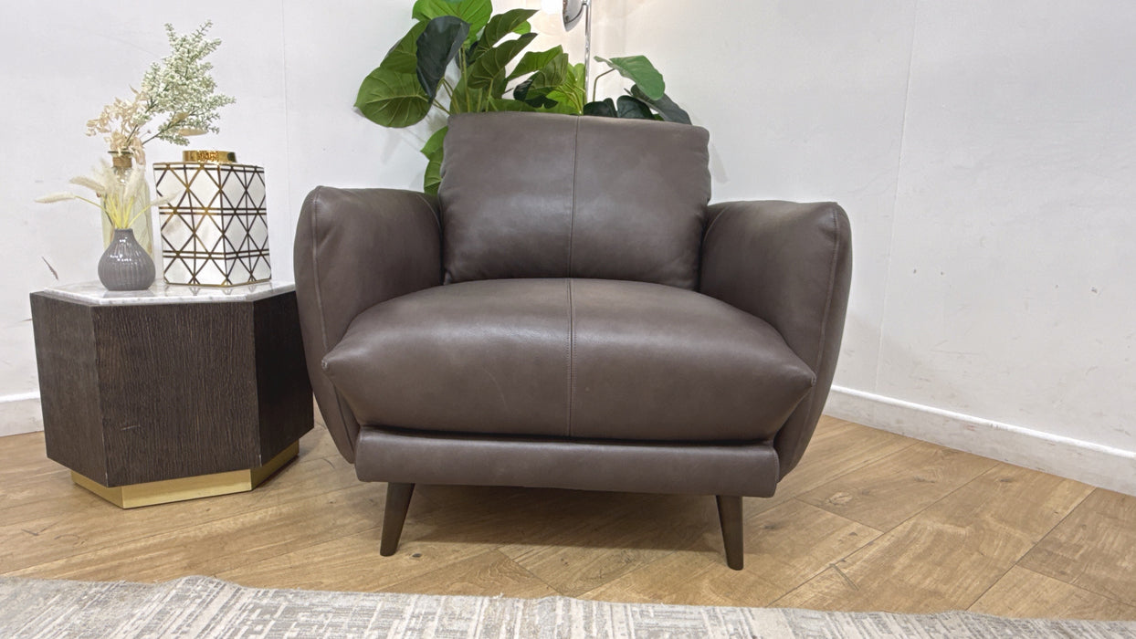 Sofology Adler Leather Chair in Relaxed Soft Black Coffee