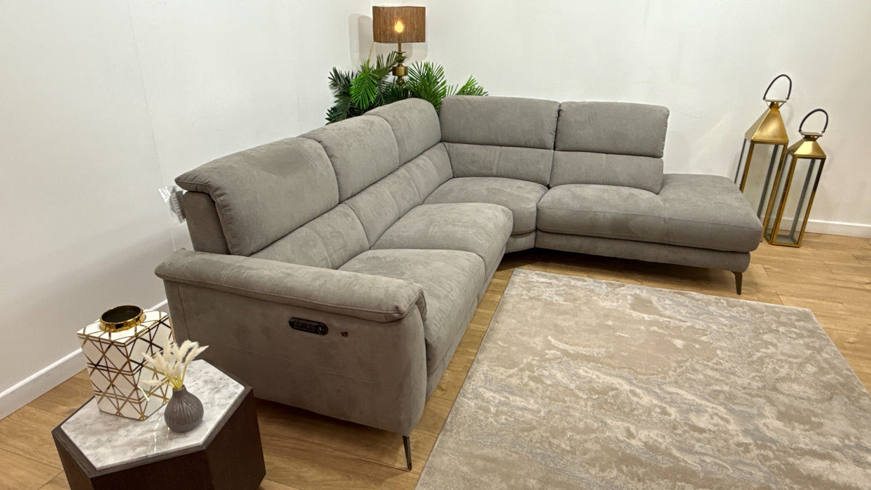 Sofology Illinois Fabric 2 Corner 1 Terminal Heated Seat, Power Recliner/Headrest in Lifestyle Textured Charcoal