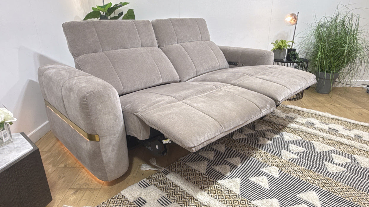 Sofology Lumiere Fabric 2.5 Seater Power Recliner/Headrest Heated Seats in Relaxed Chenille Nutmeg
