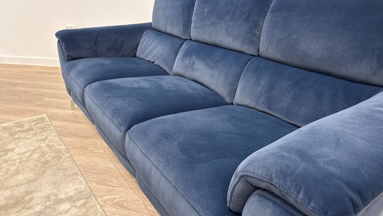Sofology Illinois Fabric 3 Seater Power Recliner/Headrest in Lifestyle Mottled Navy Blue