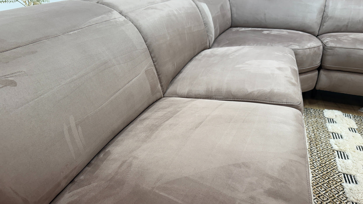 Sofology Ezra Fabric 3 Corner 3 Power Recliner/Headrest Heated Seats in Lifestyle Plush Nutmeg