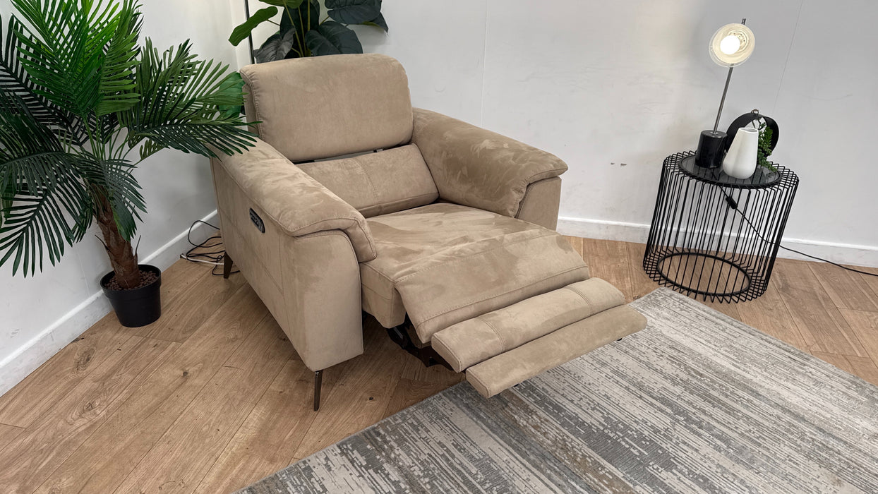 Sofology Illinois Fabric Chair Power Recliner/Headrest in Lifestyle Textured Taupe