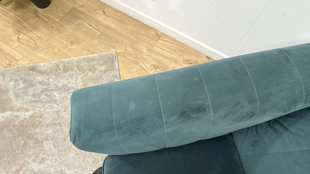 Sofology Fluted Isla Fabric Loveseat in Velluto Azure