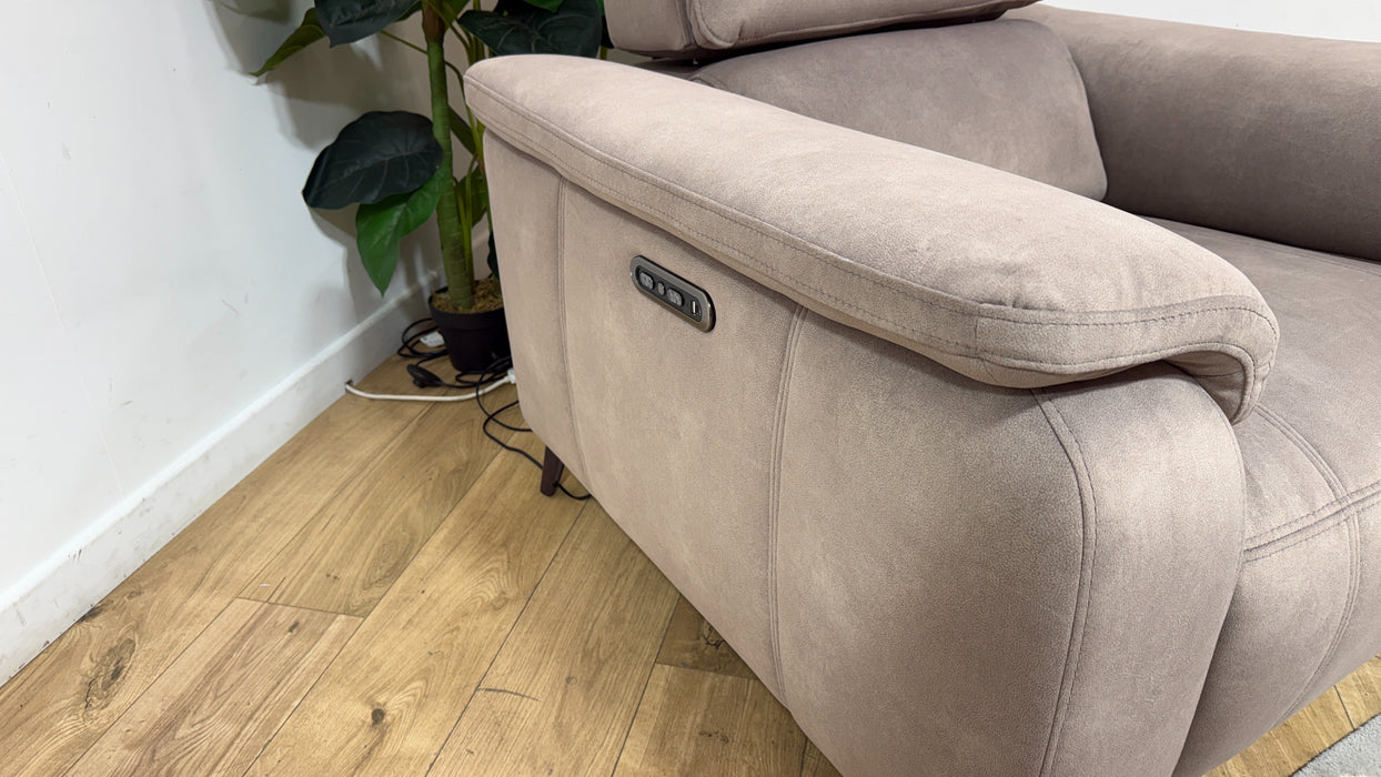 Sofology Bailey Fabric Chair Power Recliner/Headrest in Lifestyle Flecked Nutmeg