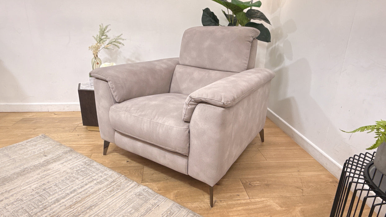 Sofology Illinois Fabric Chair Power Recliner/Headrest in Lifestyle Mottled Marble