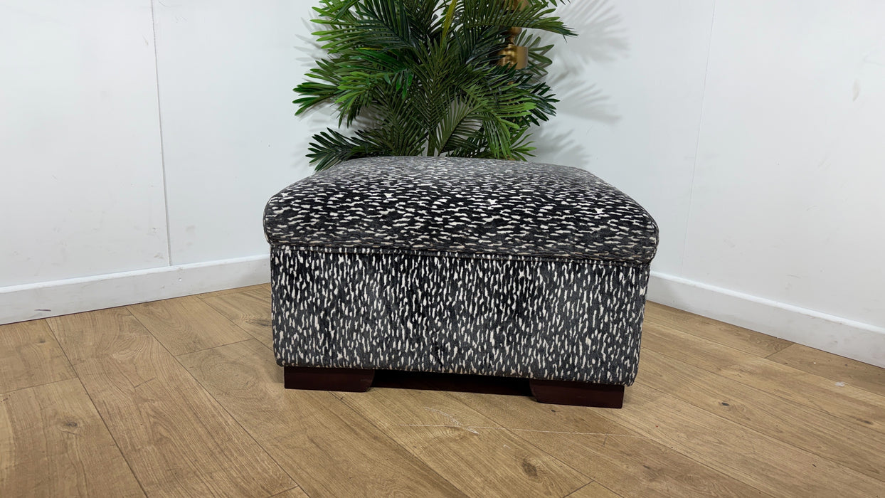 Sofology Valentina Fabric Square Designer Footstool in Design Fabric Slate