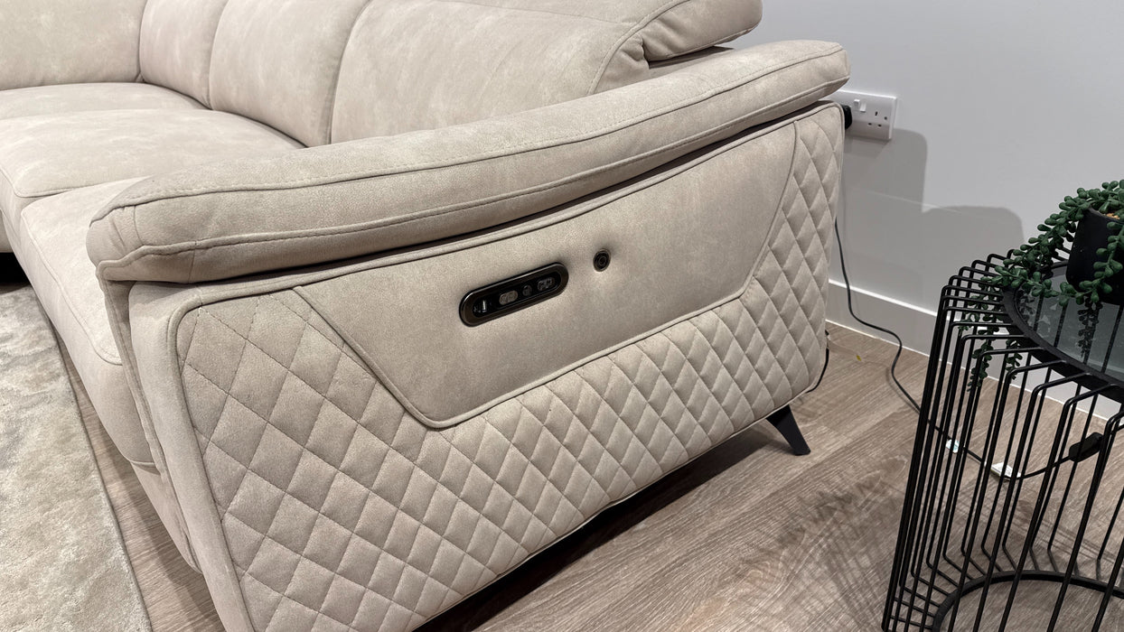 Sofology Ezra Fabric 3 Corner 3 Power Recliner/Headrest Heated Seats in Lifestyle Flecked Ivory