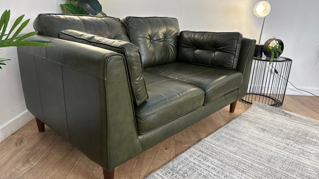 Sofology Cricket Leather 2 Seater in Mix Green