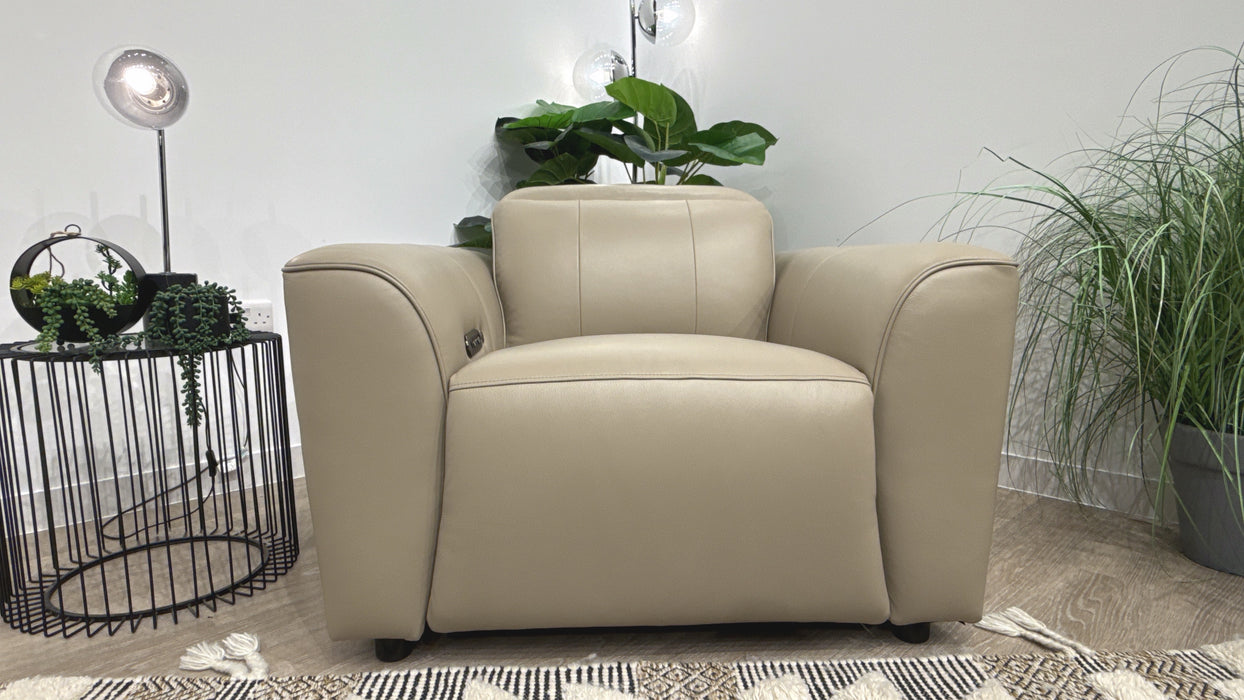 Sofology Emme Leather Chair Power Recliner/Headrest Heated Seats in  Oyster