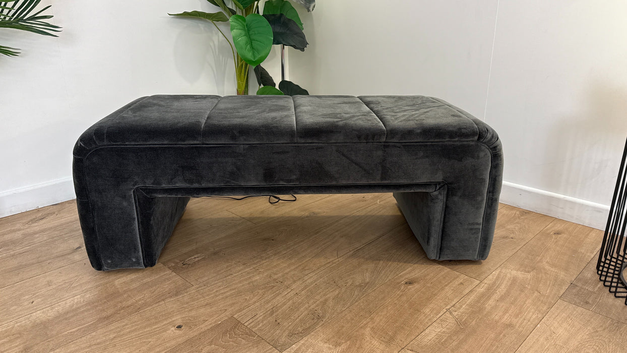 Sofology the Oscar Fabric Small Bench Footstool No Trim in Fine Textured Chenille Charcoal