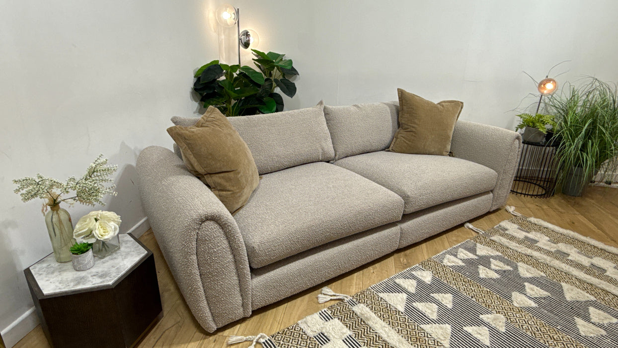 Sofology Marble Arch Fabric 4 Seater Split in Cologne Plain Mink/Natural Mix