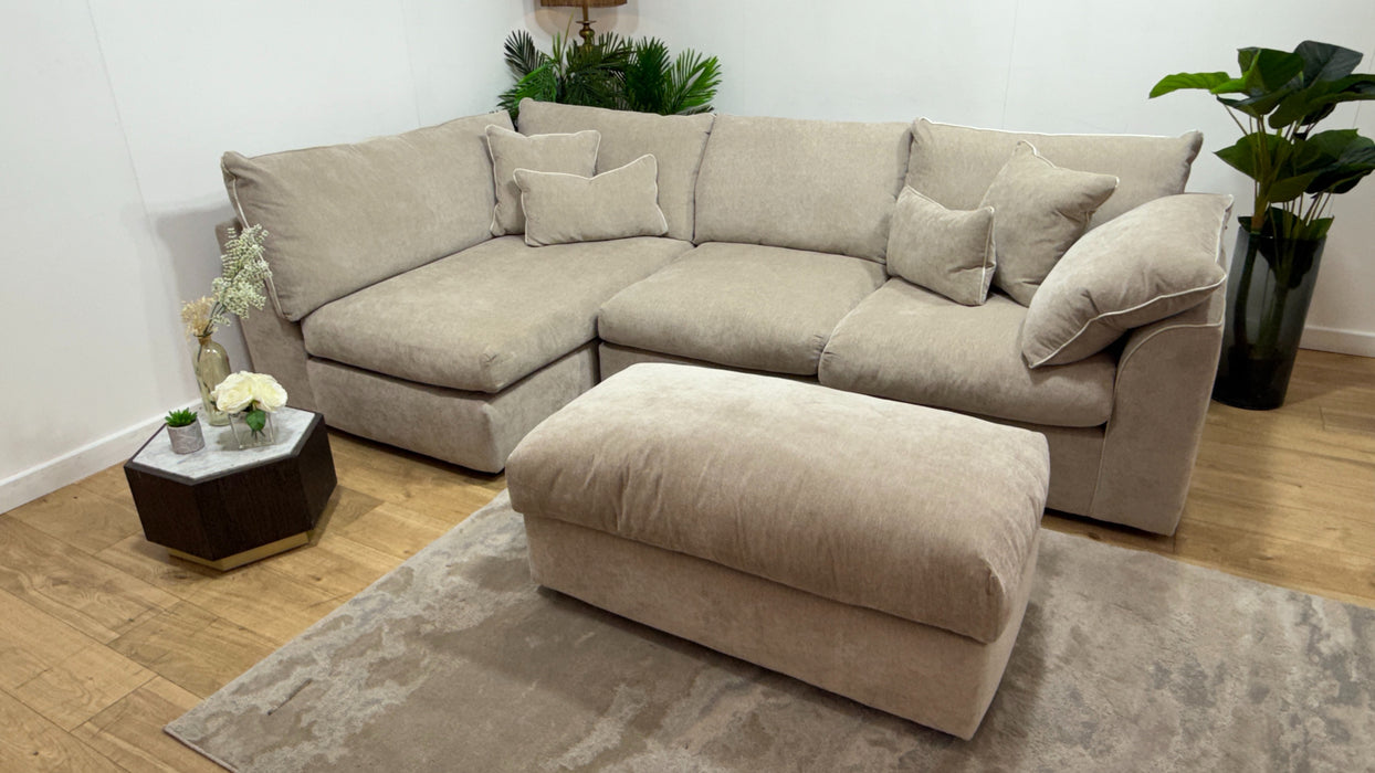 Sofology Georgio Fabric Terminal 1 Corner 3 Feather Flex Seats in Lifestyle Plush Chenille Wicker Mix