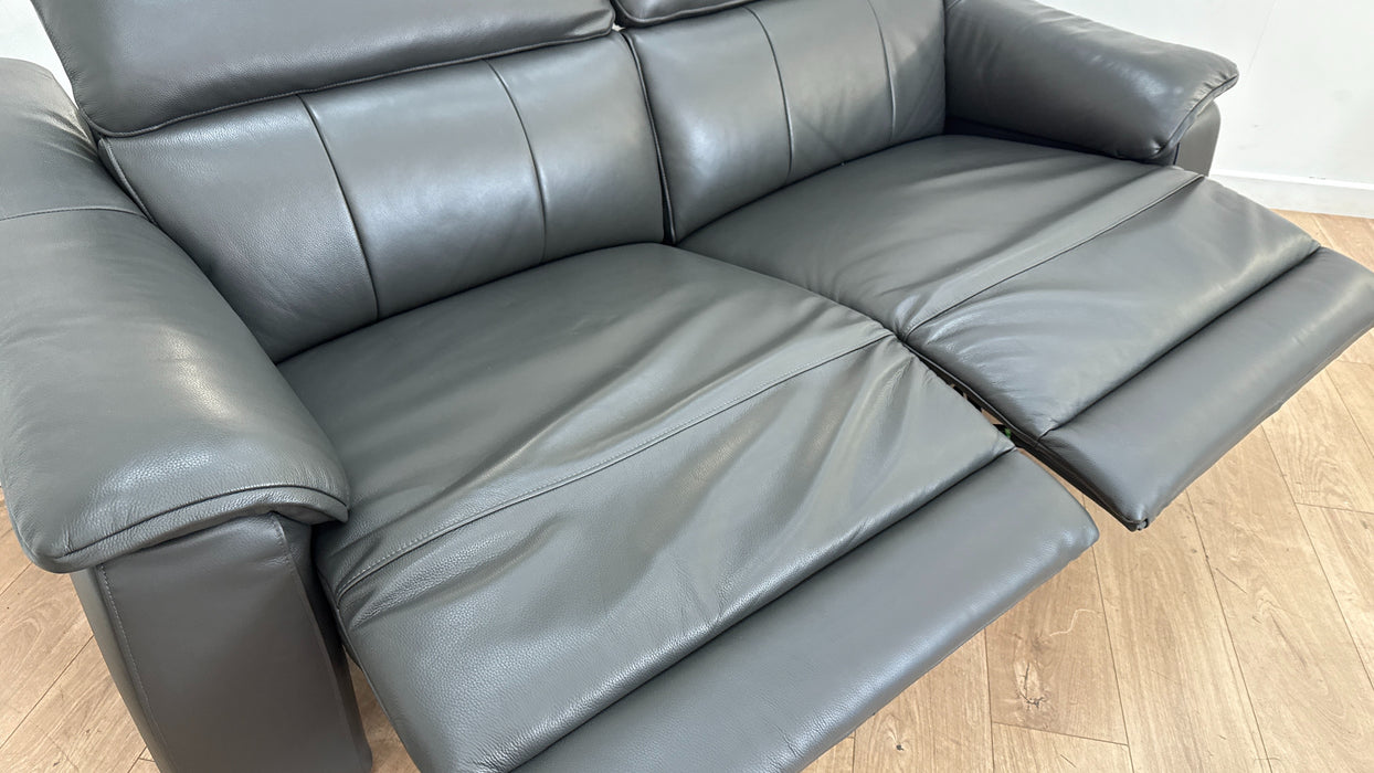 Sofology The Carrera 2.5 Seater Recliner Sofa in Trusty Embossed Leather Charcoal