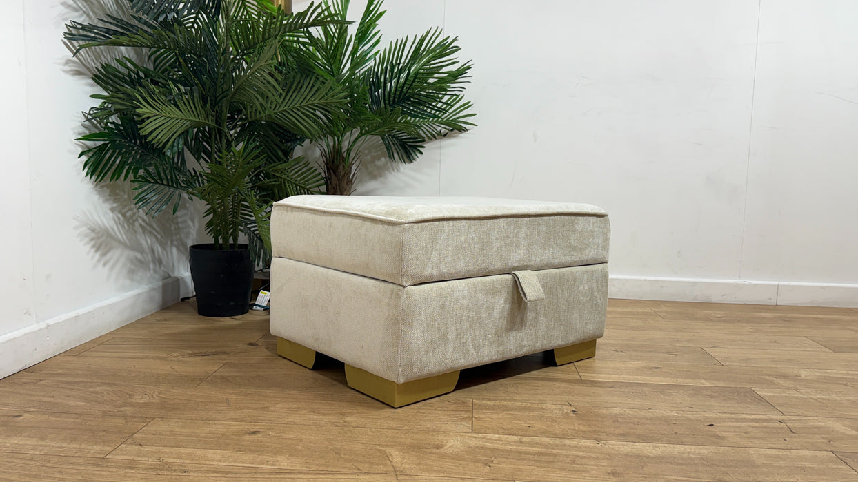Sofology Valentina Fabric Storage Footstool in Luxury Deep Pile Chenille Stone