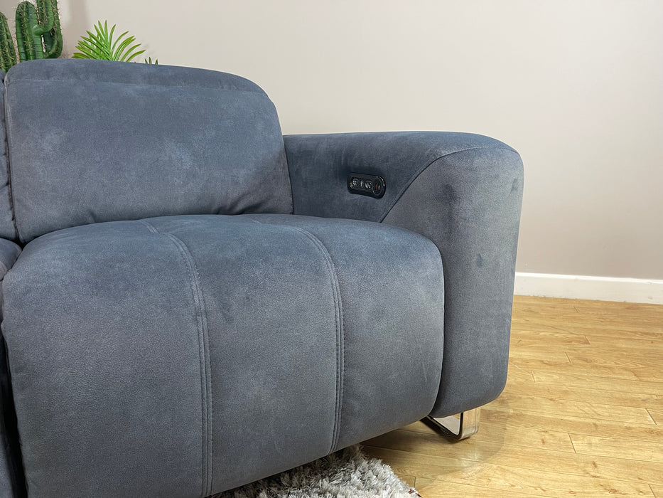 Marvella Fabric 3 Seater - Lifestyle Flecked Fabric Charcoal - Power Headrest and Power Recliner (WA2)