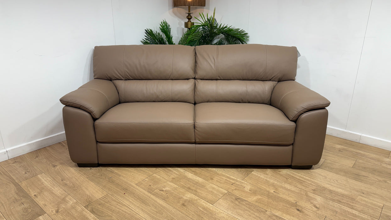 Sofology Santina Leather 3 Seater in Trusty Matt Mushroom