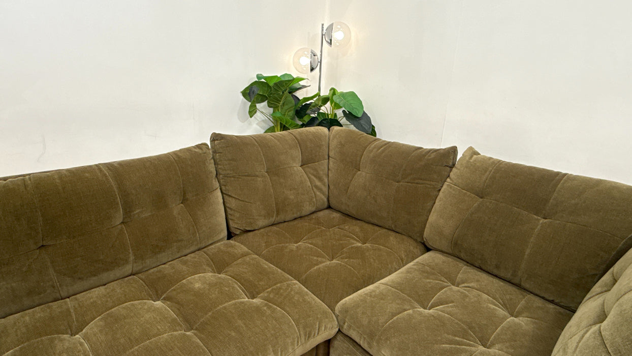 Sofology Cocoon Fabric 2 Corner 1 in Relaxed Chenille Olive Green