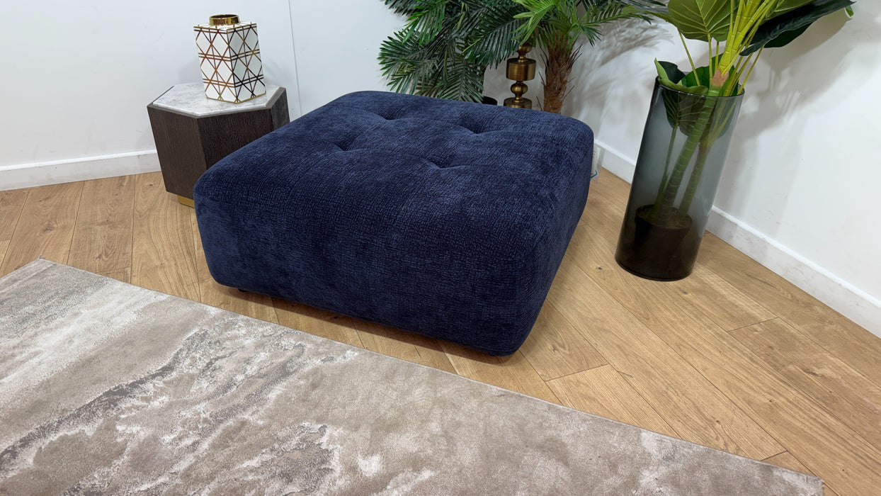 Sofology Flex Fabric Footstool in Heavy Textured Chenille Navy