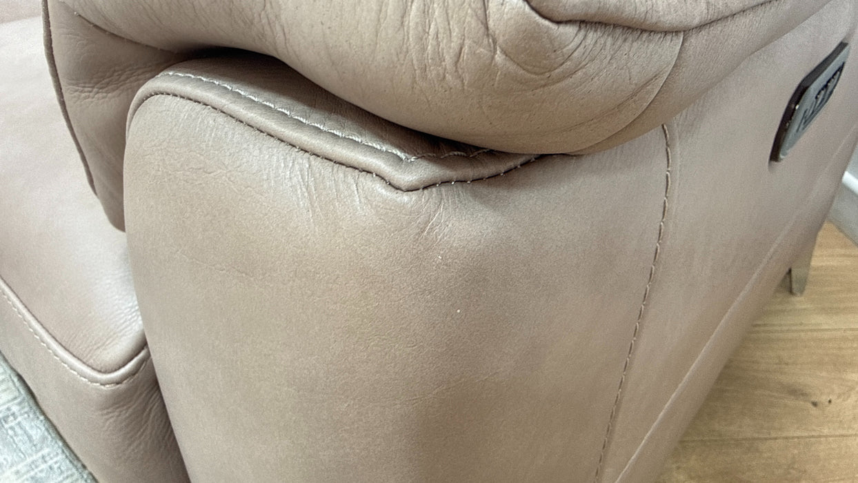 Sofology Illinois Leather 2 Seater Power Recliner/Headrest in Relaxed Soft Stone