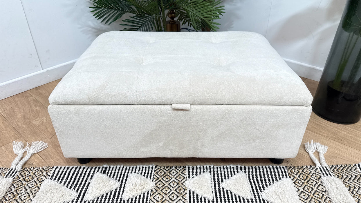Sofology Ascot Fabric Storage Footstool in Texture Chenille Natural
