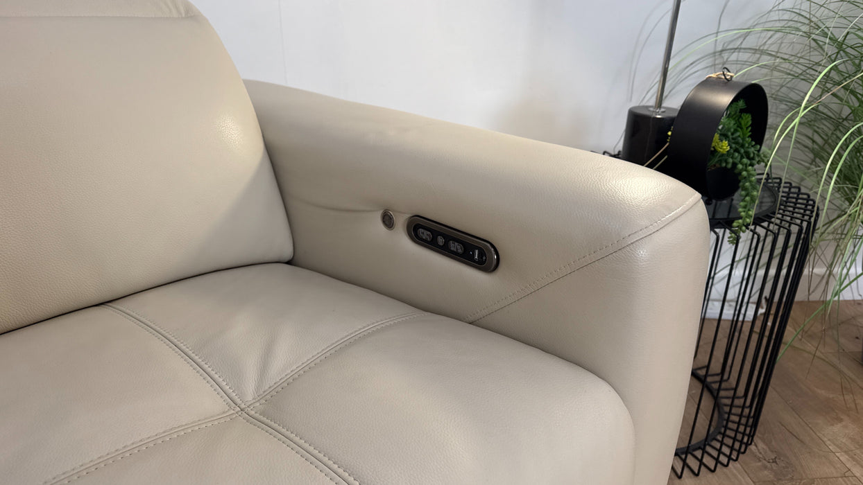 Sofology Marvella Leather 4 Seater Split + Console Recliner in Bone China