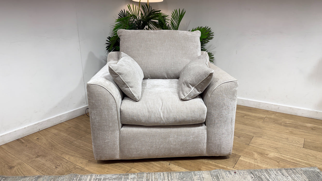 Sofology Georgio Fabric Chair Feather Flex Seat in Luxe Chenille Oyster Mix