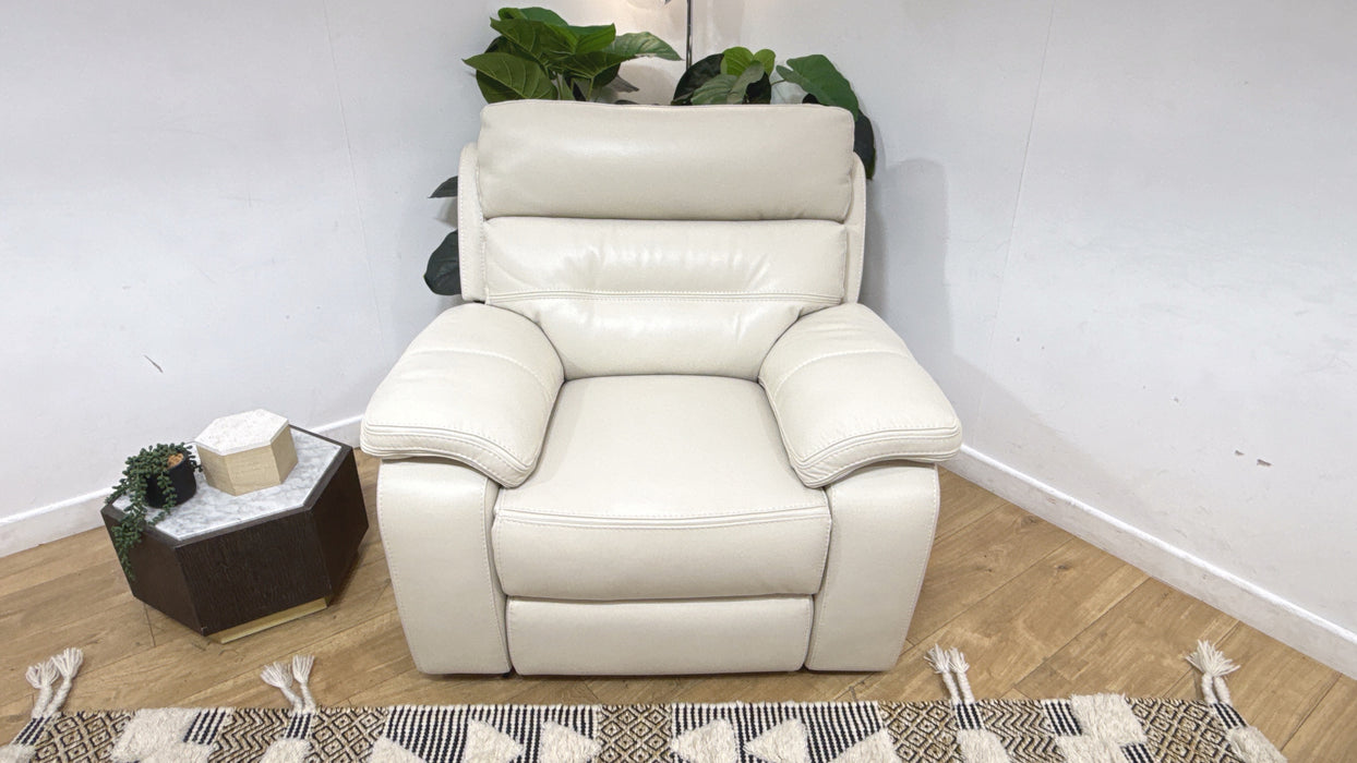 DFS The View Leather Power Recliner in Ivory