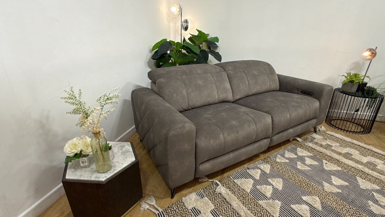 Sofology Allure Fabric 2.5 Seater Power Recliner/Headrest Heated Seats in Lifestyle Flecked Mocha