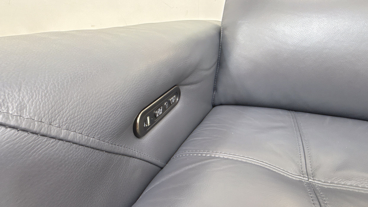 Sofology Marvella Leather 2 Seater Power Recliner/Headrest in Trusty Sheen Lavender Grey