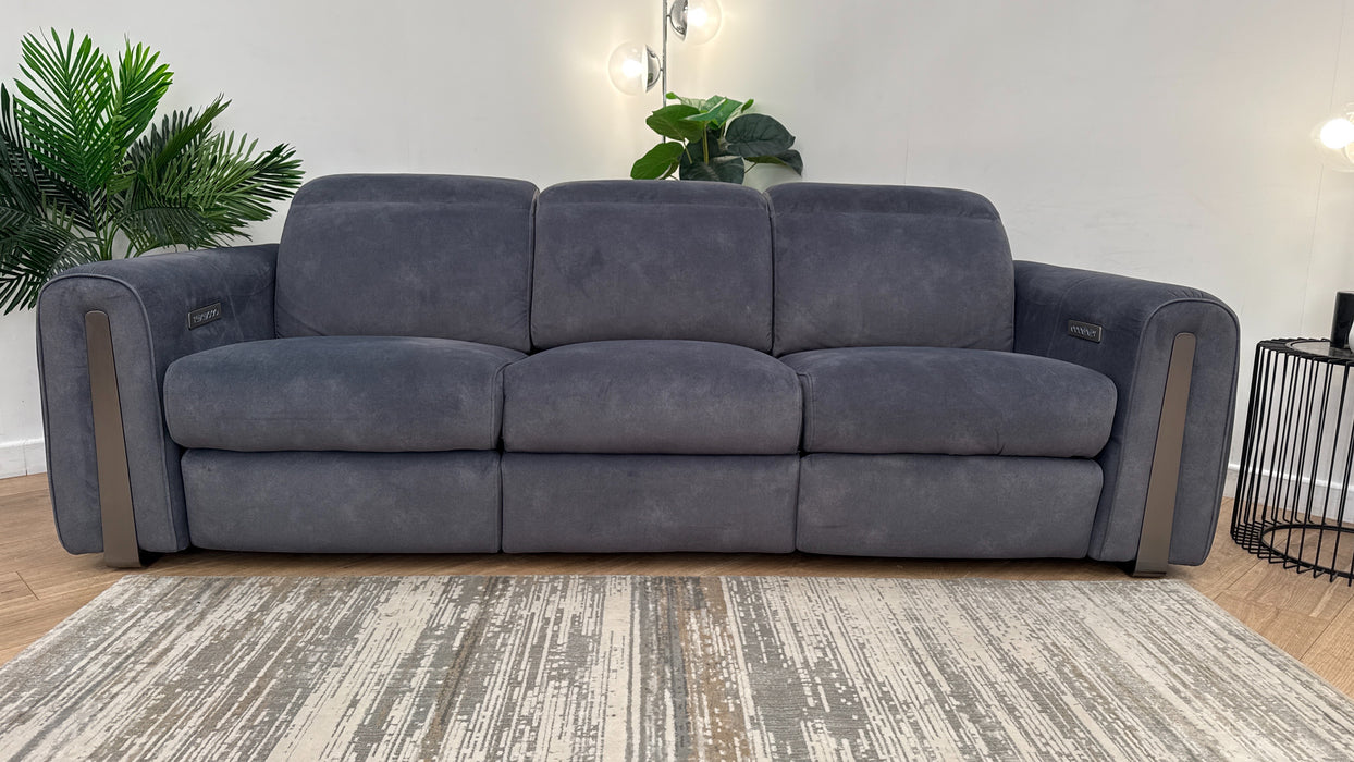 Sofology Kingsbridge Fabric 3 Seater Power Recliner/Headrest in Lifestyle Flecked Charcoal