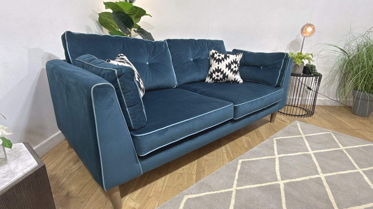 Sofology Cricket Fabric 3 Seater in Teal Velvet Mix