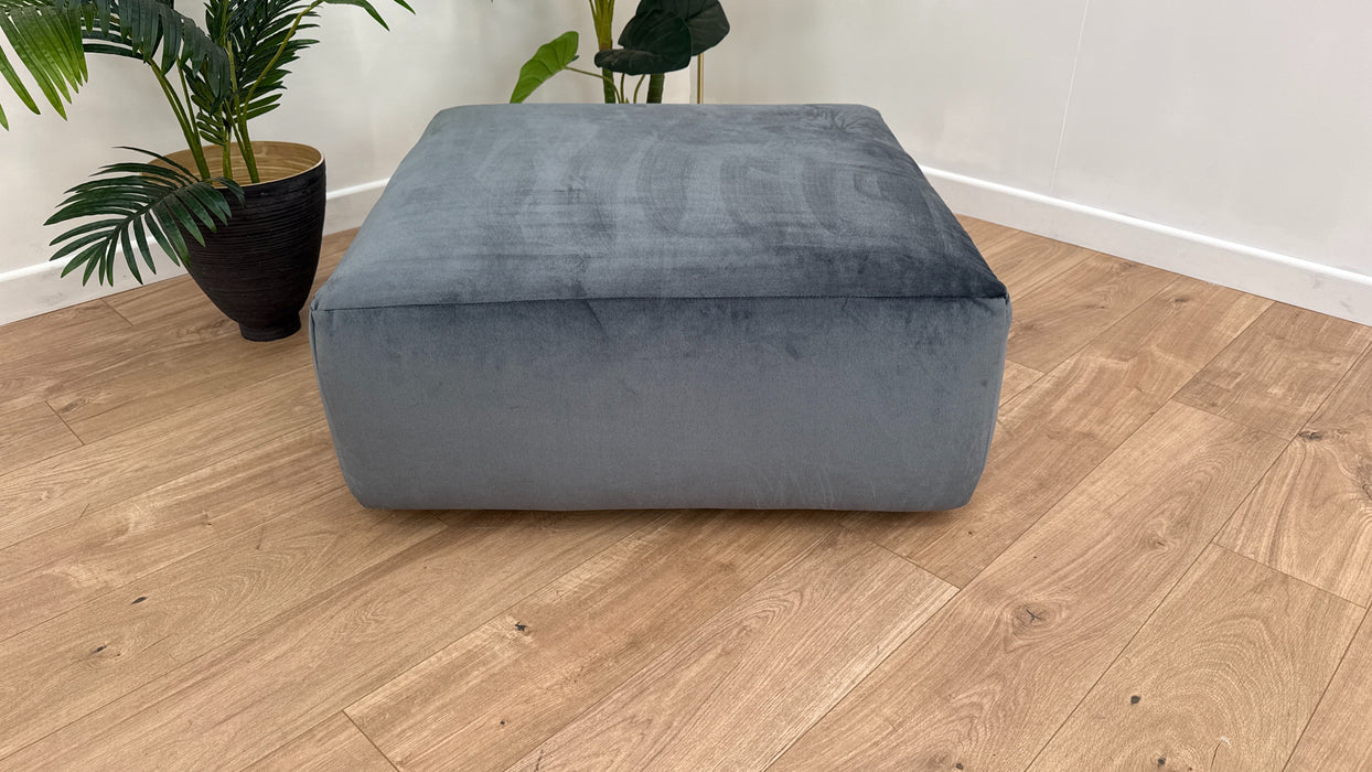 Tallulah Fabric Designer Footstool - Velvet Grey All Over