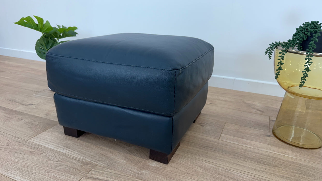 Santino Footstool - Leather - hampshire Blue