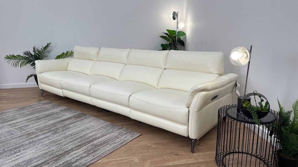 Sofology The Missouri 4 Seater Recliner Sofa in Trusty Sheen Leather White
