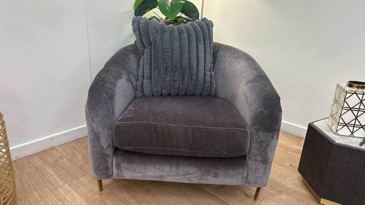 Sofology The Oscar Fabric Accent Chair in Fine Textured Chenille Grey