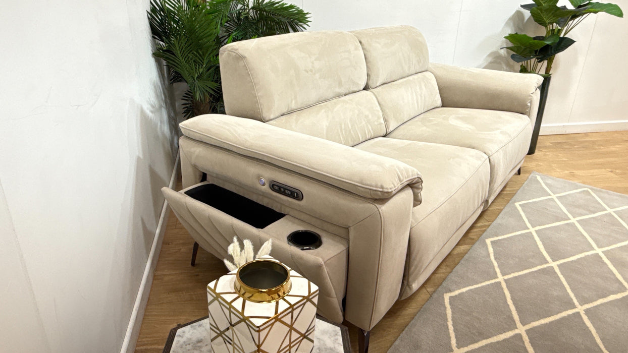 Sofology Fratelli Fabric 2.5 Seater Power Recliner/Headrest in Lifestyle Nubuck Feel Stone