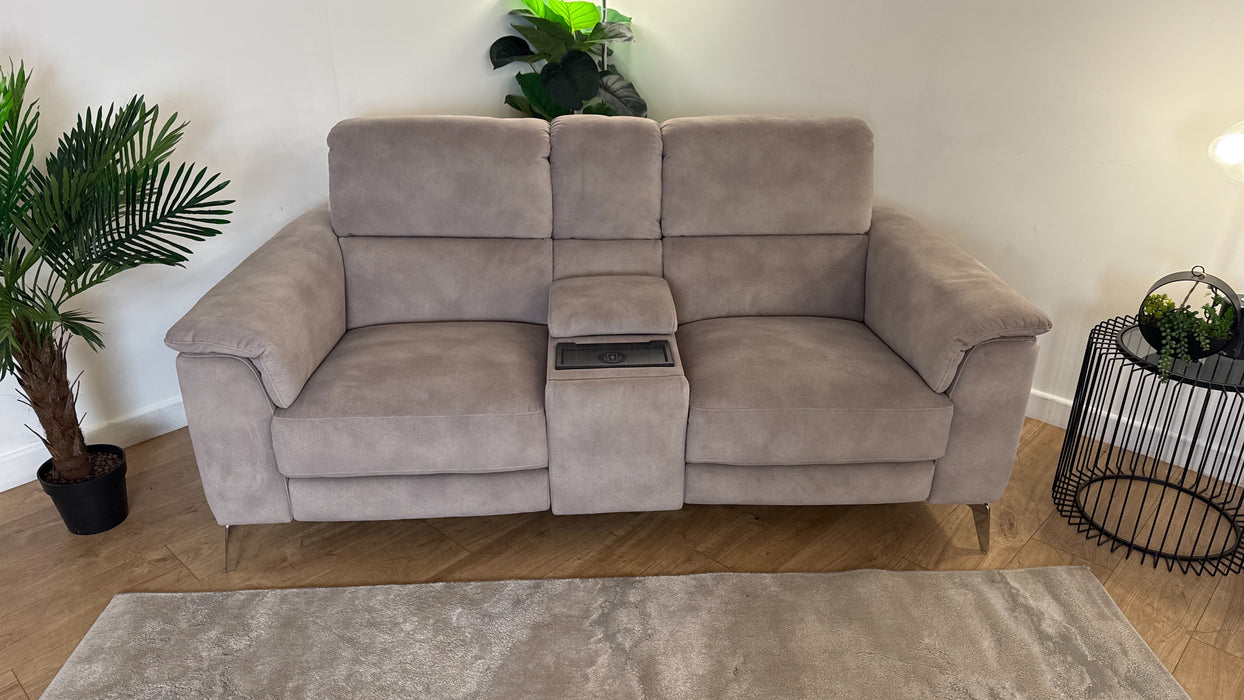 Sofology Illinois Fabric 2 Seater Console Power Recliner/Headrest in Lifestyle Mottled Marble