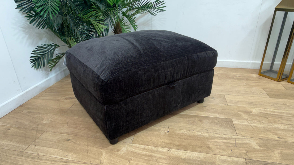 Sofology Moderna Fabric Storage Footstool Extra Flex Interior in Soft Slub Chenille Anthracite