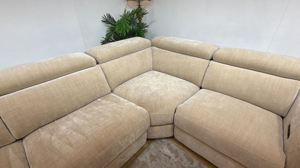 Sofology Colorado Fabric 3 Corner 1.5 Sofa Bed Power Recliner in Antique Chenille Wicker