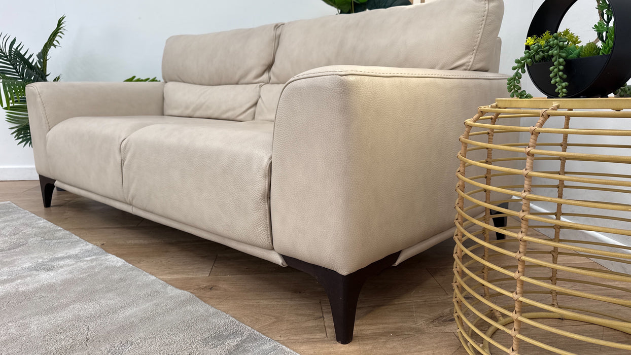 Sofology The Sassari 3 Seater Leather Sofa in Gemini Bone